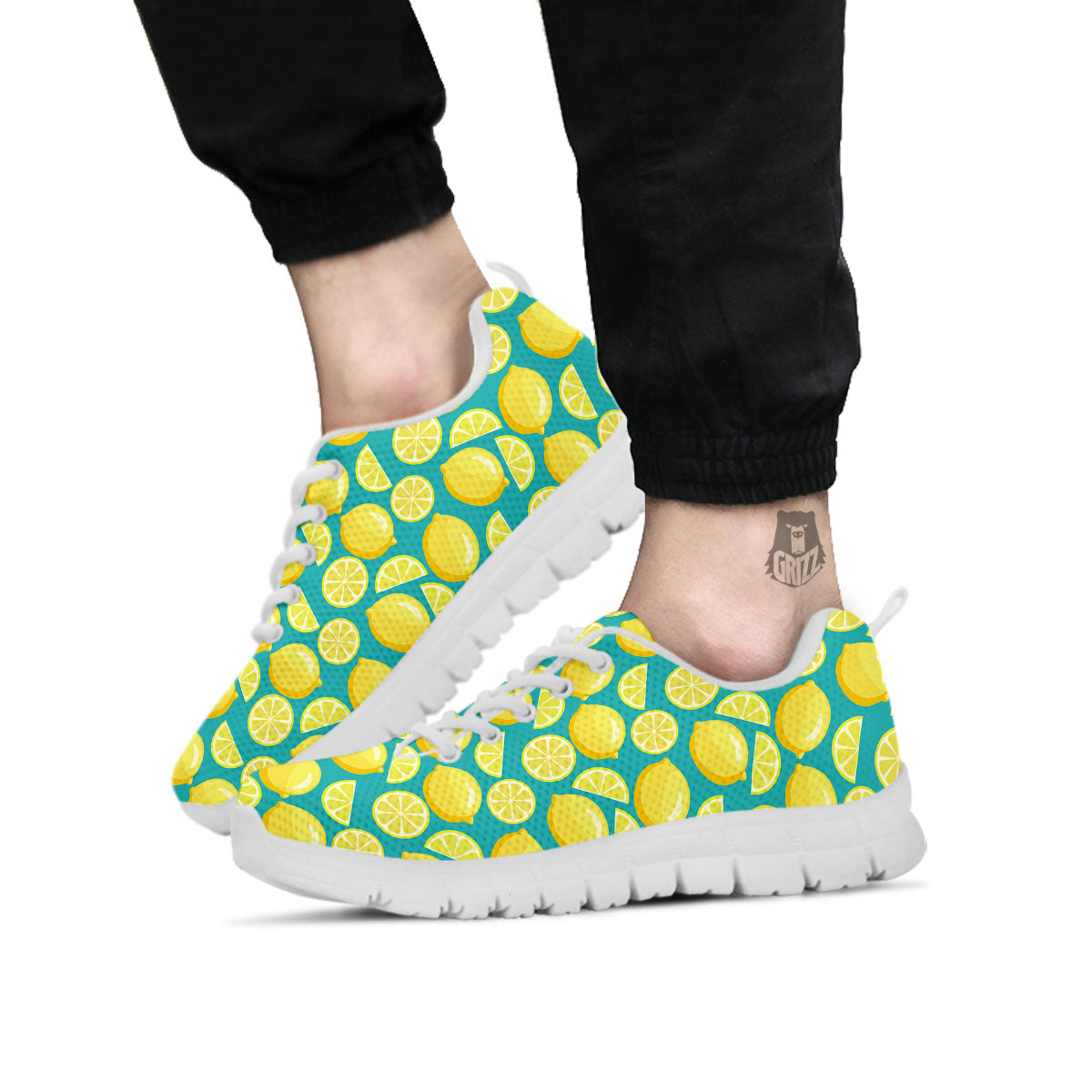 Slices Lime Print Pattern White Sneaker-grizzshop