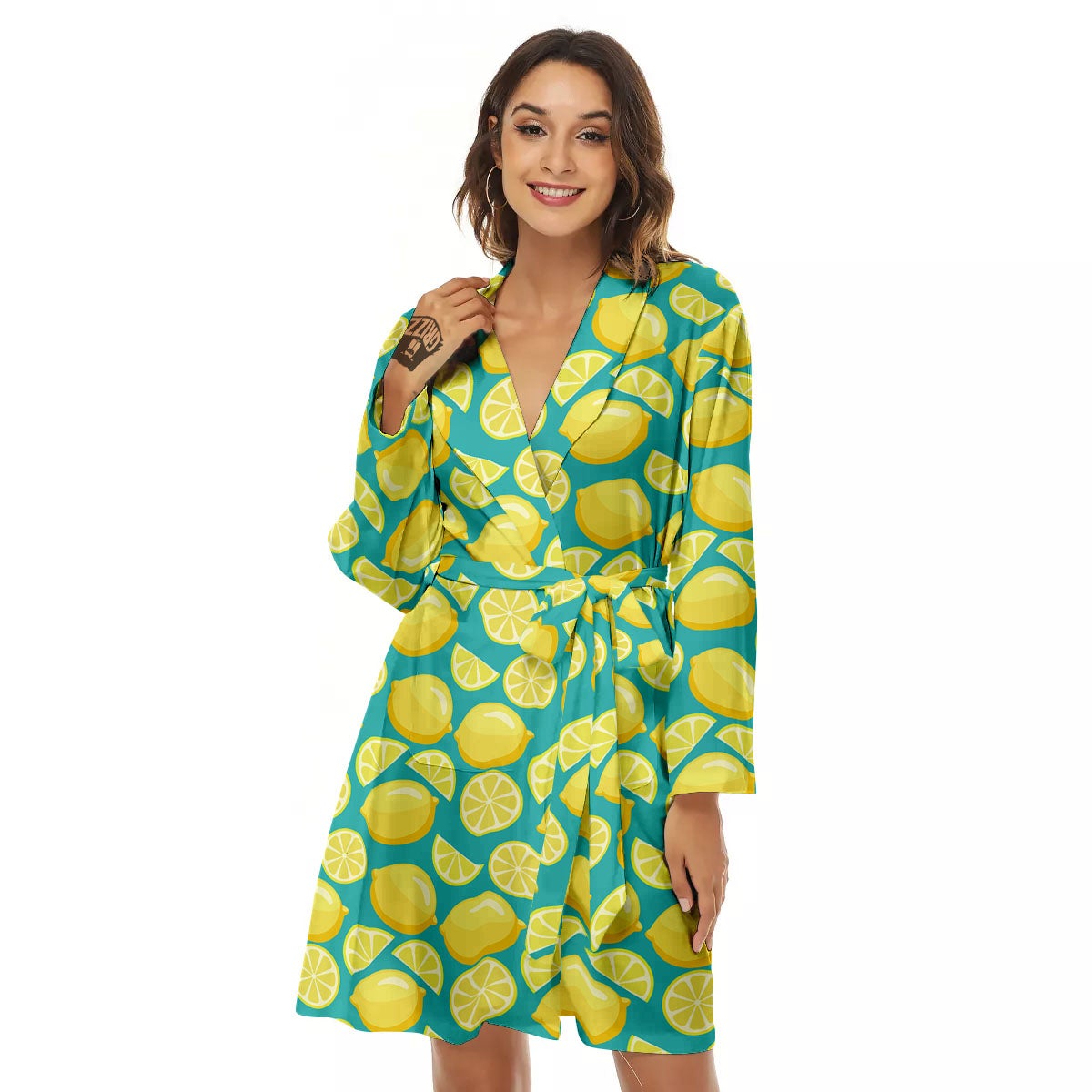Slices Lime Print Pattern Women's Robe-grizzshop
