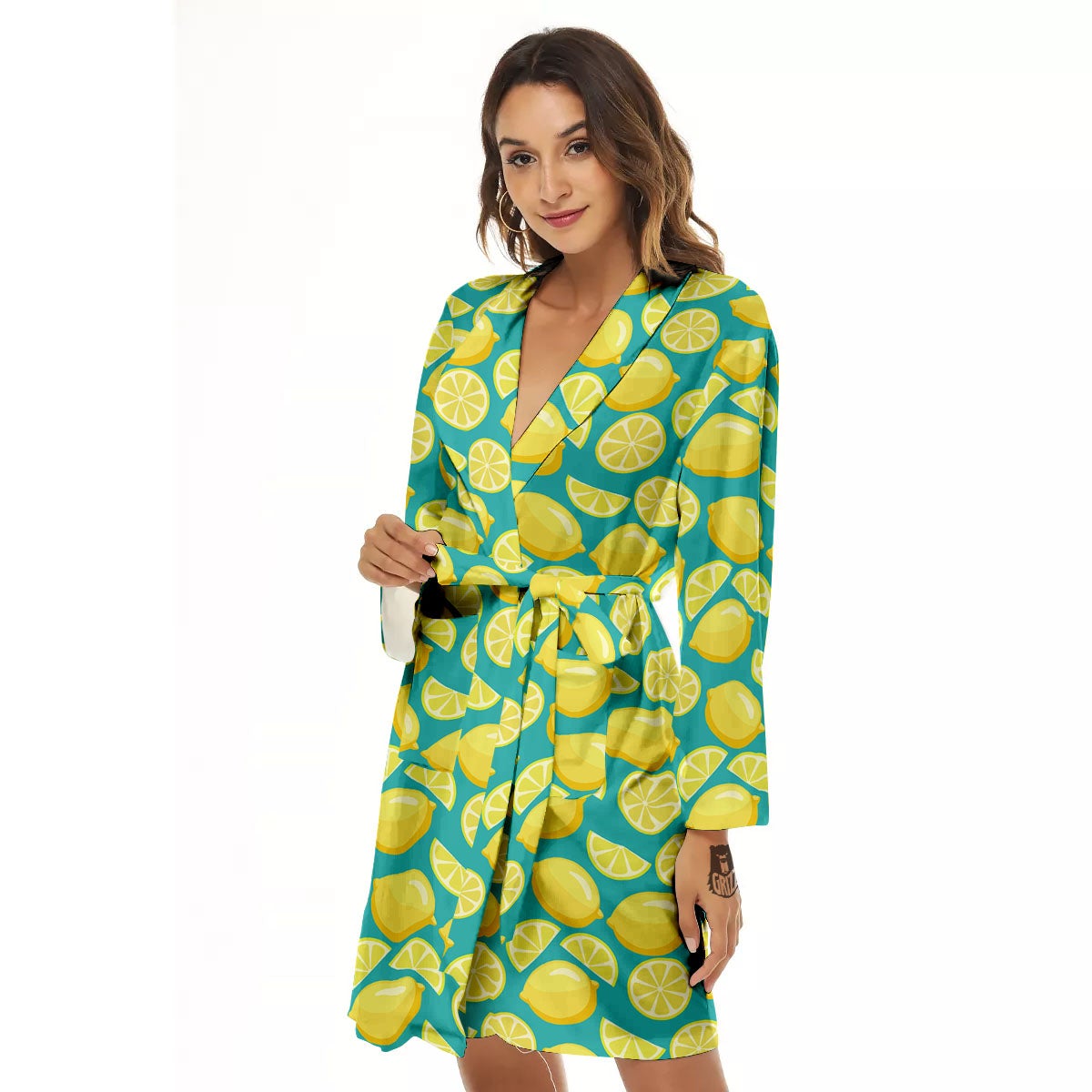 Slices Lime Print Pattern Women's Robe-grizzshop