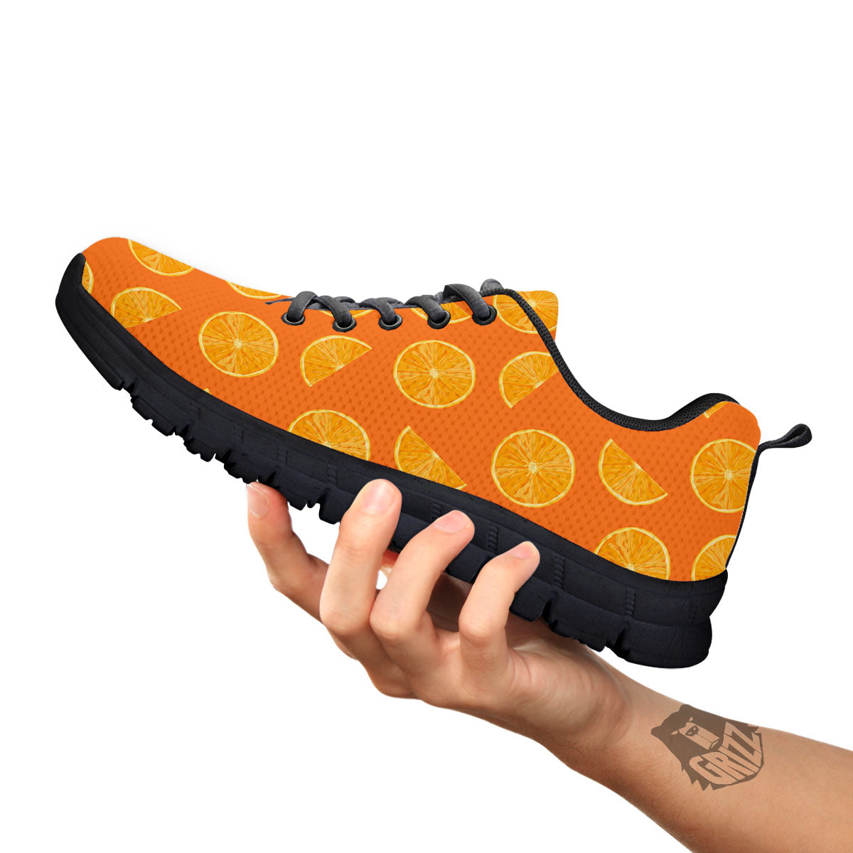 Slices Orange Print Pattern Black Sneaker-grizzshop