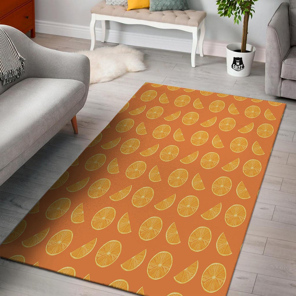 Slices Orange Print Pattern Floor Mat-grizzshop