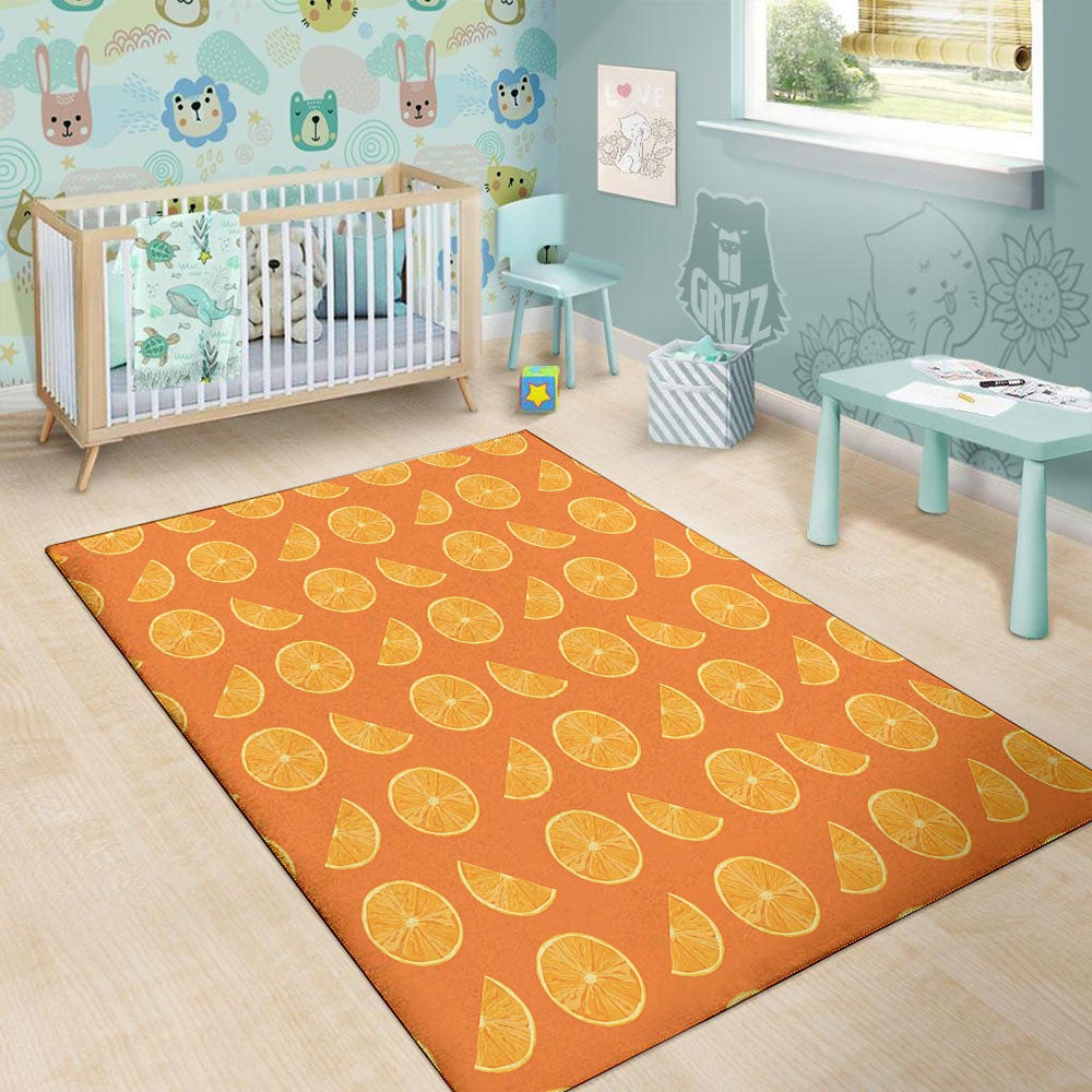 Slices Orange Print Pattern Floor Mat-grizzshop