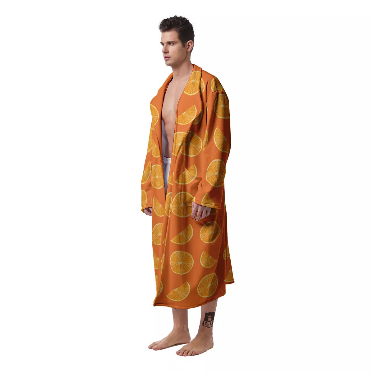 Slices Orange Print Pattern Men's Robe-grizzshop