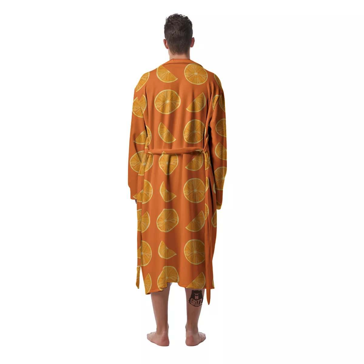 Slices Orange Print Pattern Men's Robe-grizzshop