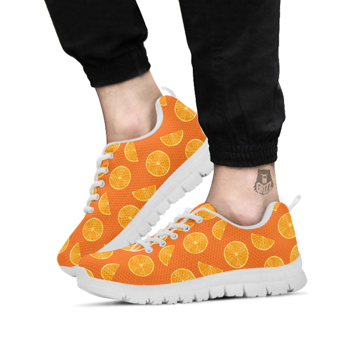 Slices Orange Print Pattern White Sneaker-grizzshop