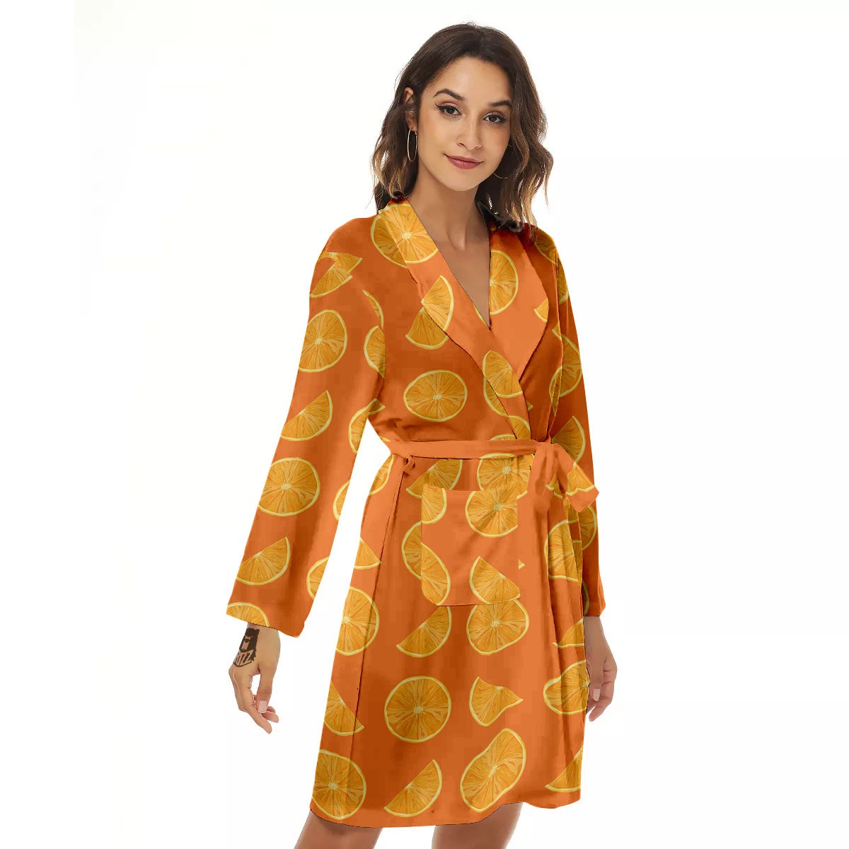 Slices Orange Print Pattern Women's Robe-grizzshop