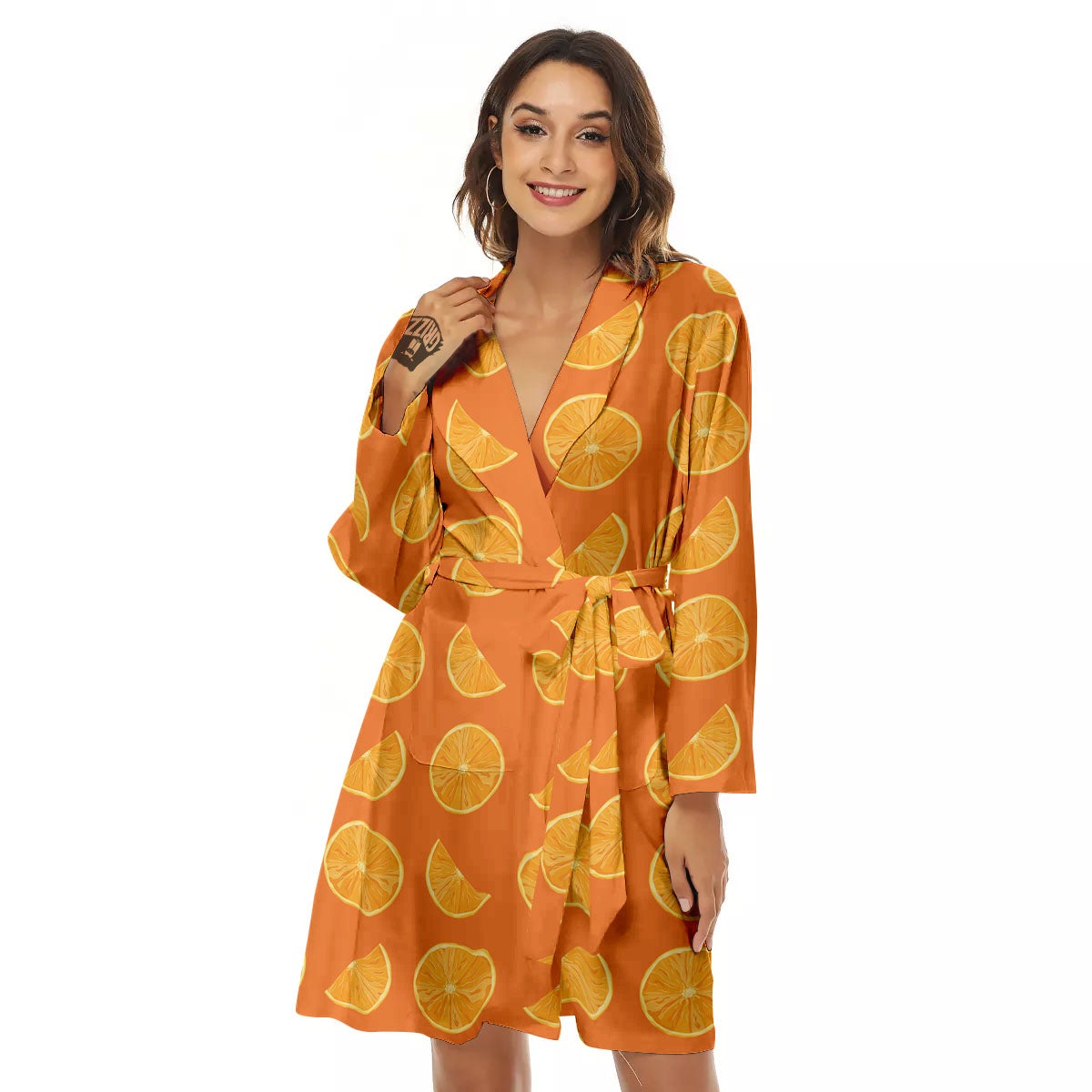 Slices Orange Print Pattern Women's Robe-grizzshop