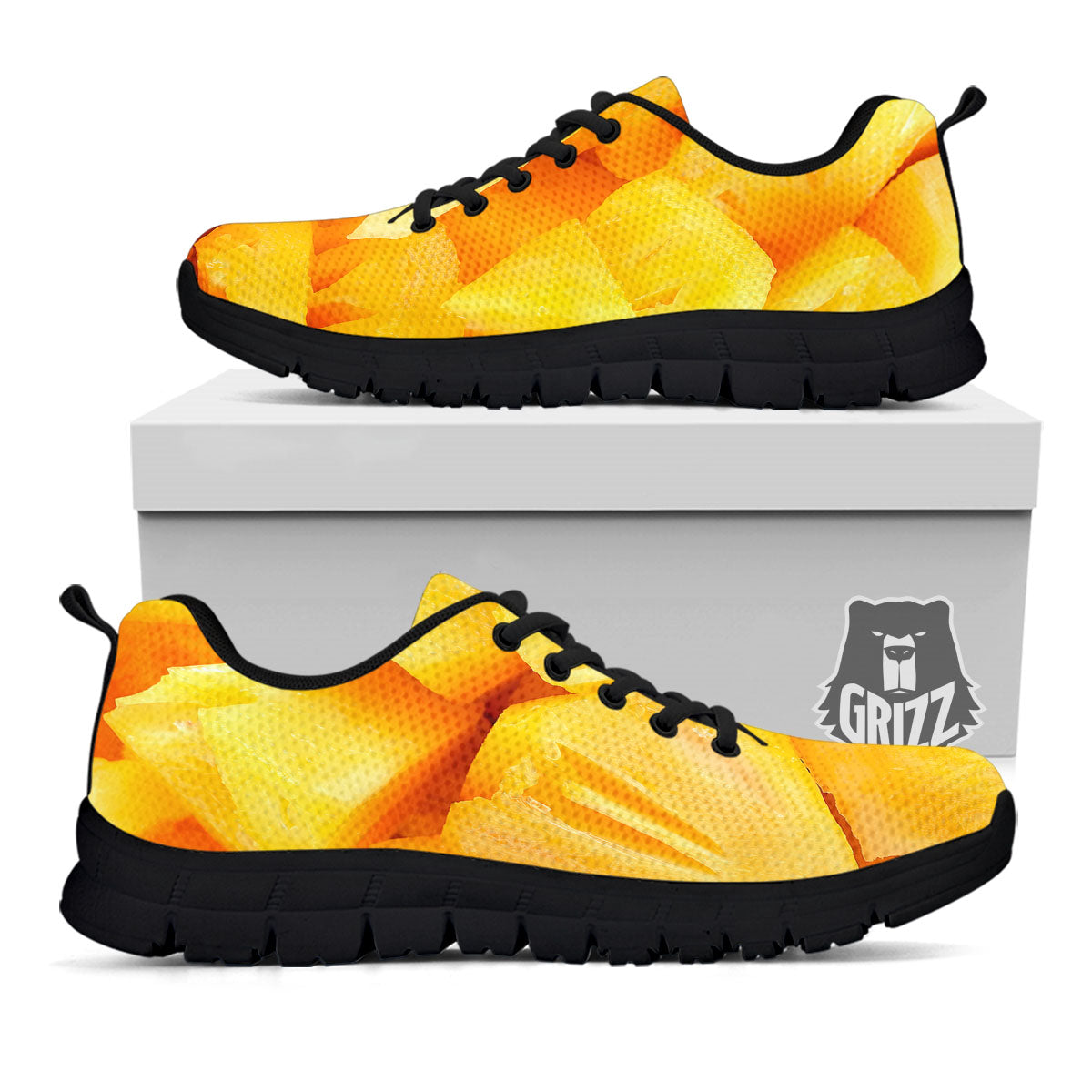 Slices Pineapple Print Black Sneaker-grizzshop
