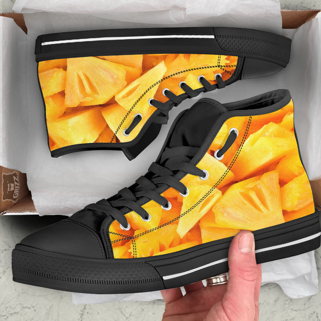 Slices Pineapple Print High Top Shoes-grizzshop