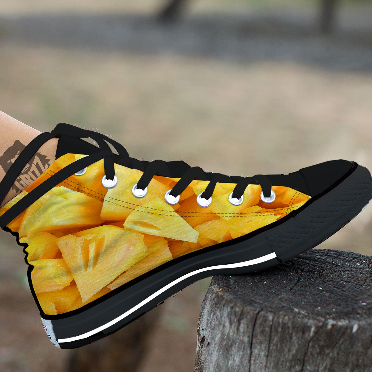Slices Pineapple Print High Top Shoes-grizzshop