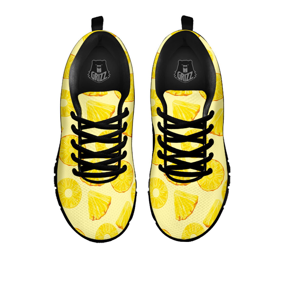 Slices Pineapple Print Pattern Black Sneaker-grizzshop