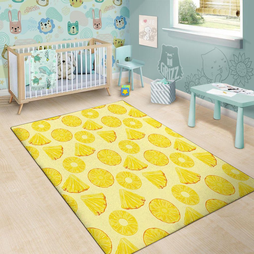 Slices Pineapple Print Pattern Floor Mat-grizzshop