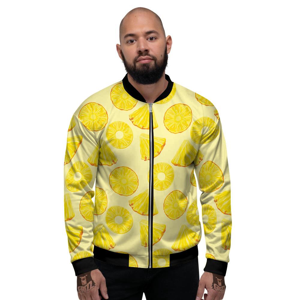 Slices Pineapple Print Pattern Men's Bomber Jacket-grizzshop