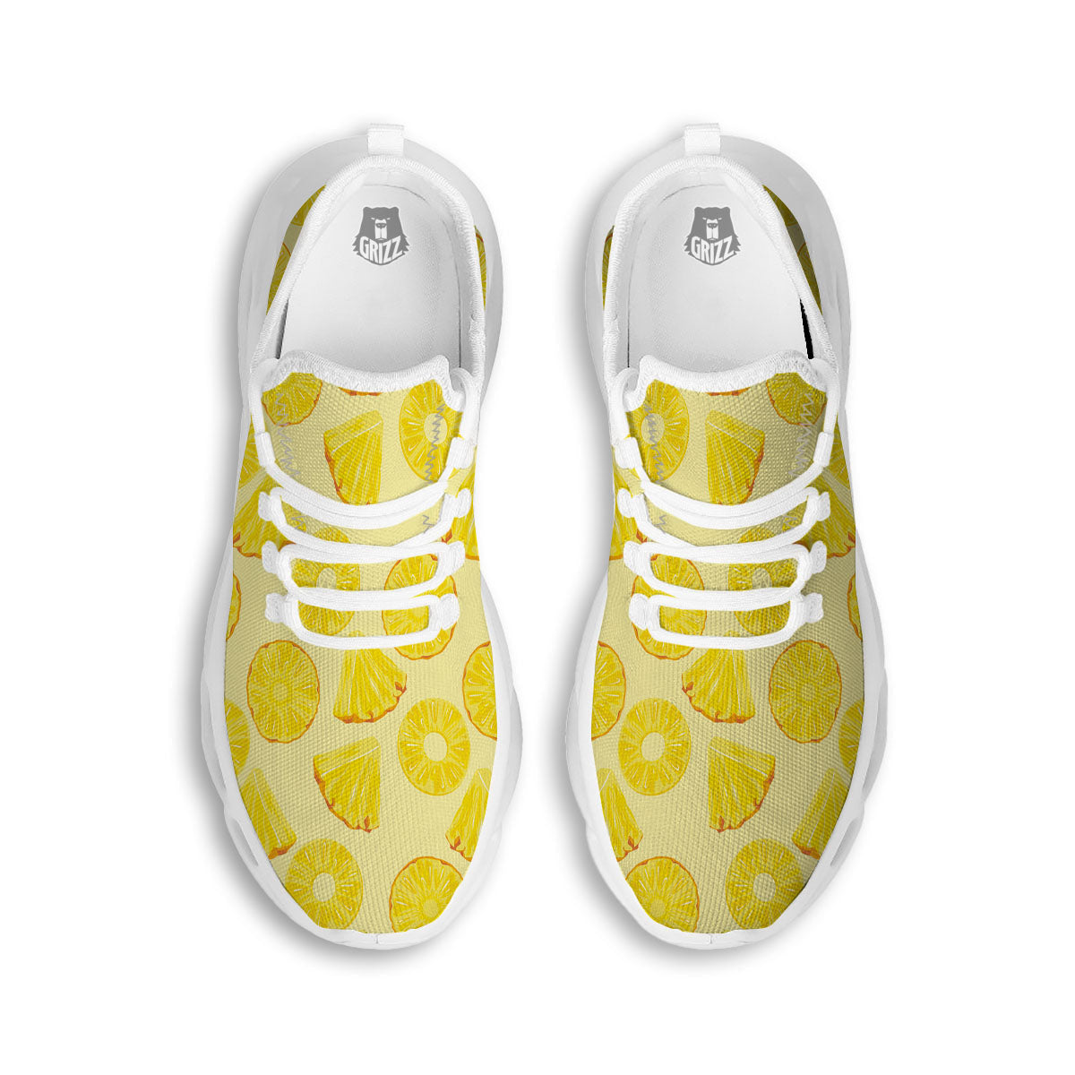 Slices Pineapple Print Pattern White Running Shoes-grizzshop
