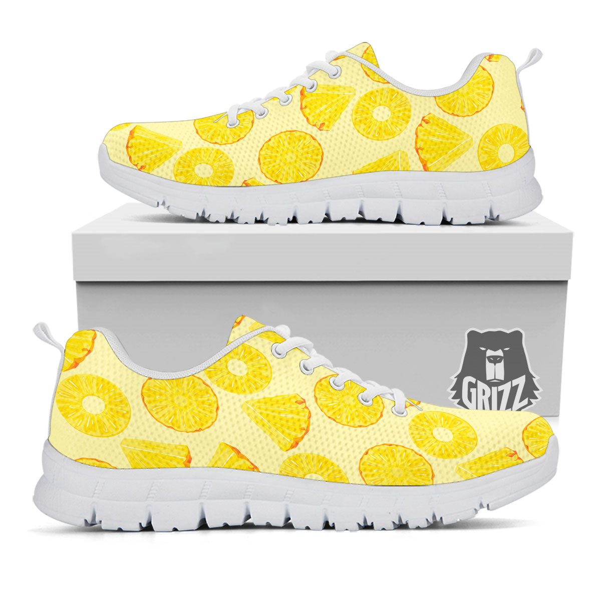 Slices Pineapple Print Pattern White Sneaker-grizzshop