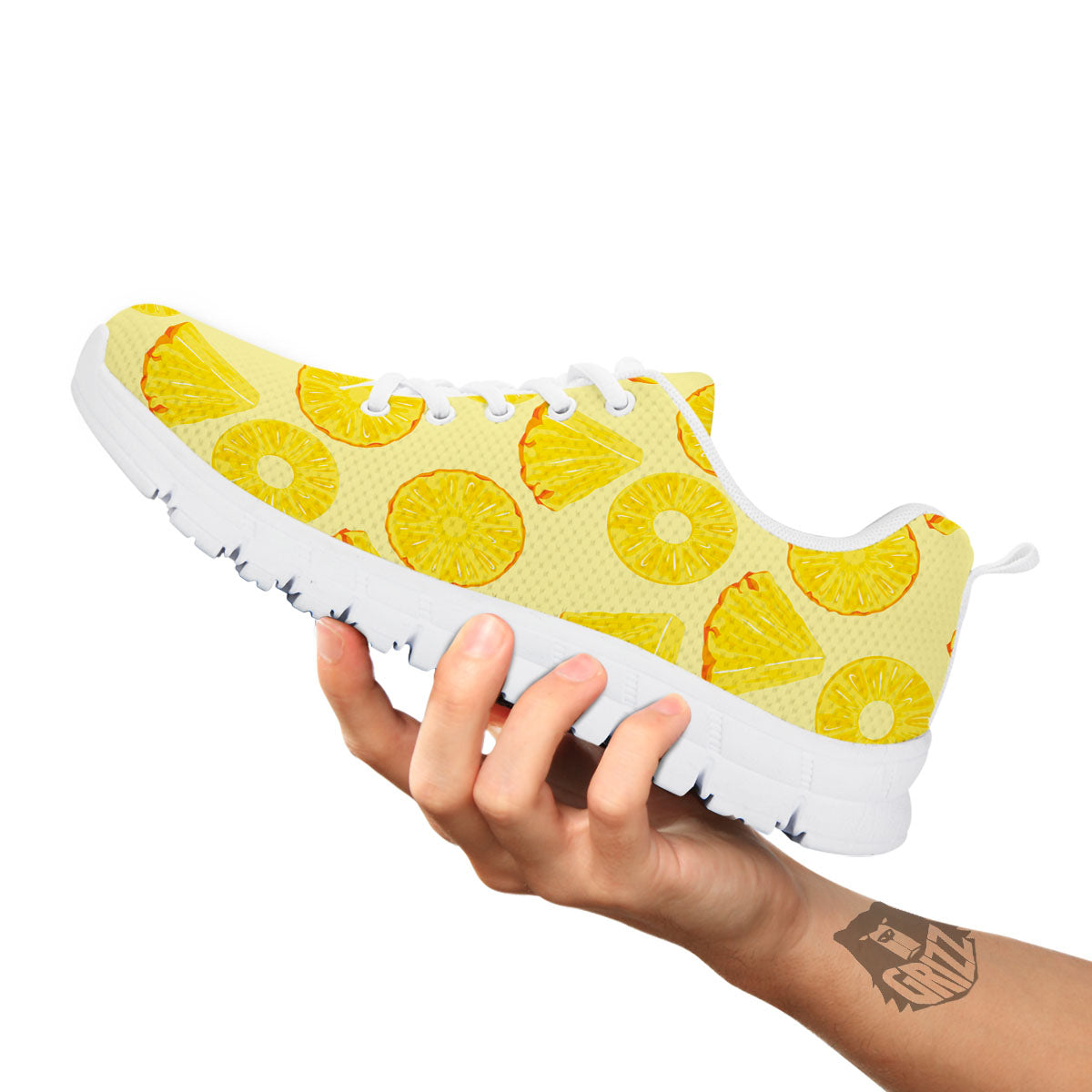 Slices Pineapple Print Pattern White Sneaker-grizzshop