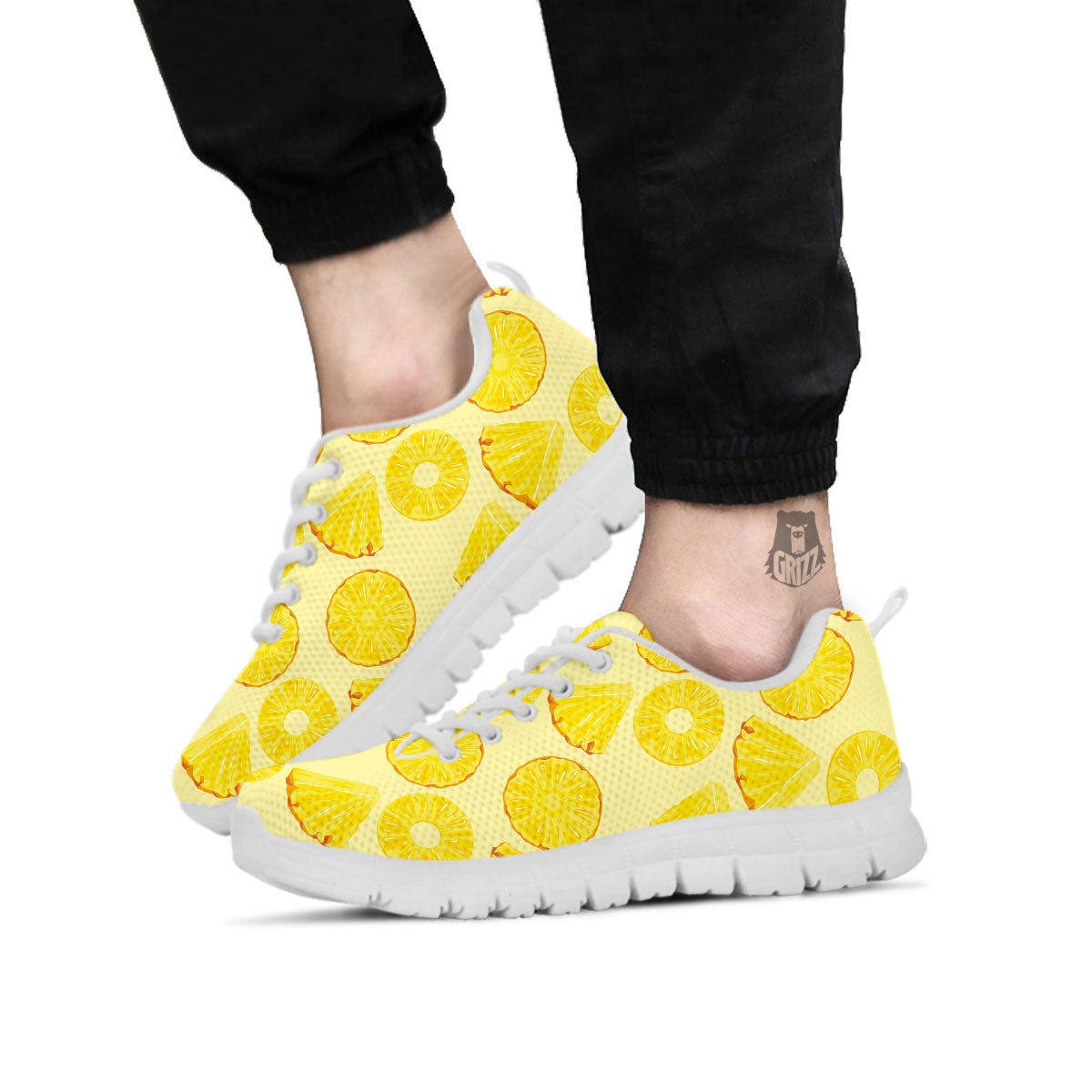 Slices Pineapple Print Pattern White Sneaker-grizzshop