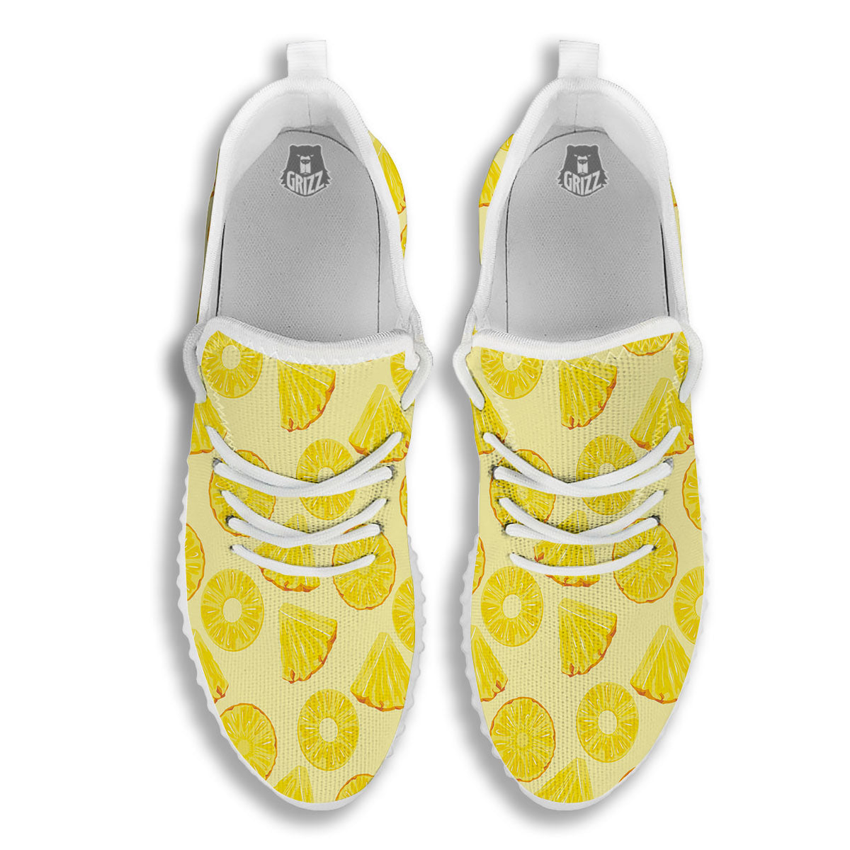Slices Pineapple Print Pattern White Walking Shoes-grizzshop