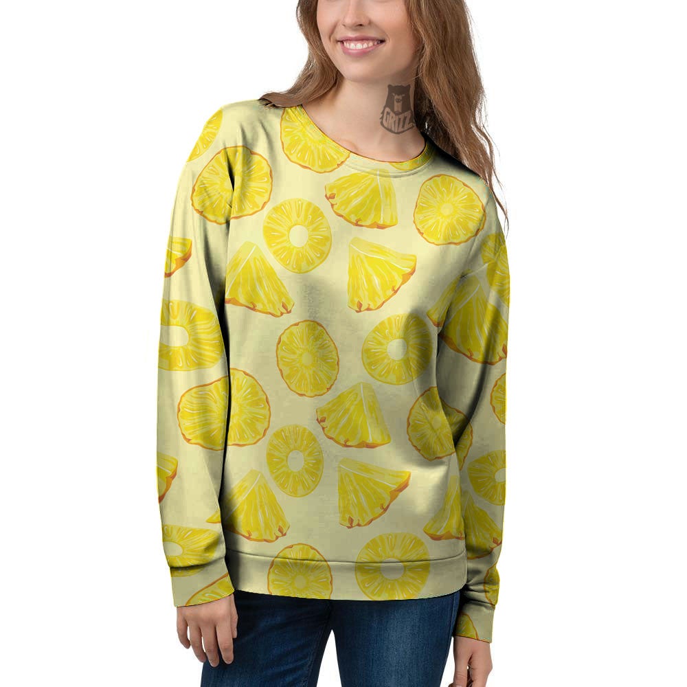 Slices Pineapple Print Pattern Women's Sweatshirt-grizzshop