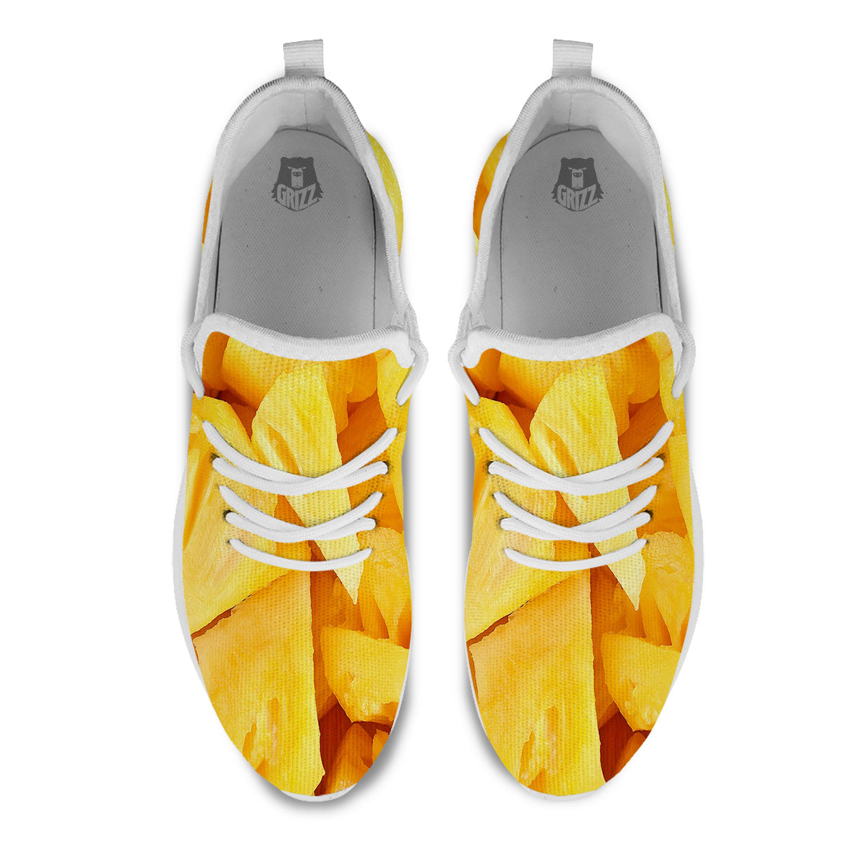 Slices Pineapple Print White Athletic Shoes-grizzshop