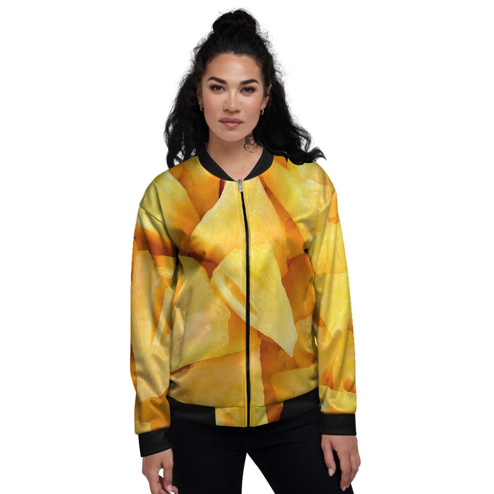 Slices Pineapple Print Women's Bomber Jacket-grizzshop