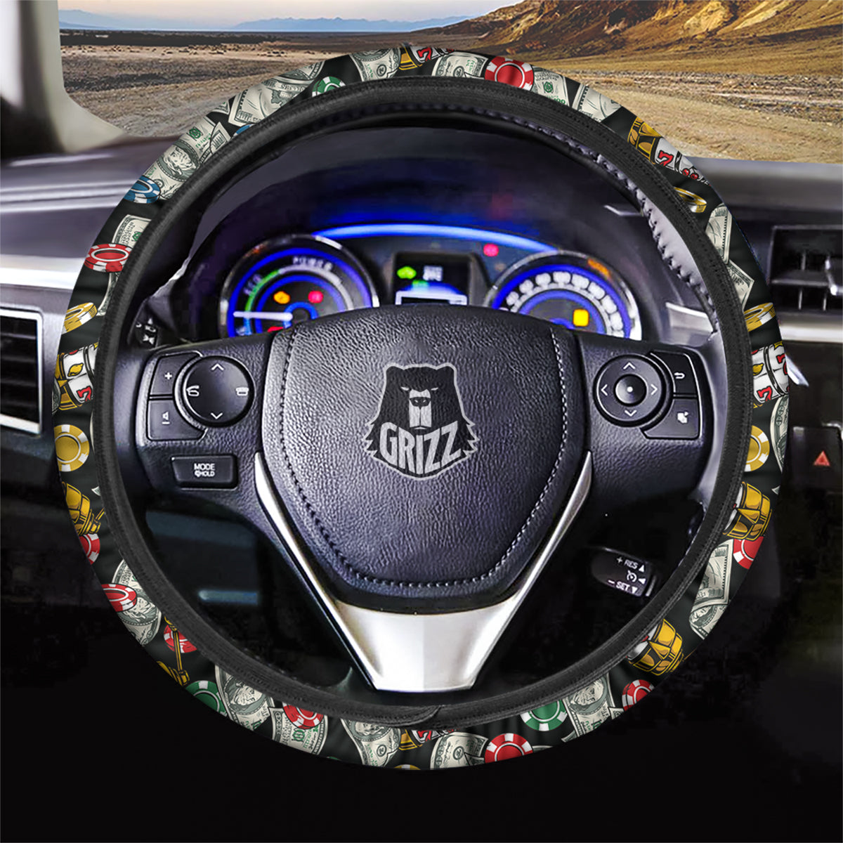 Slot Machines Casino Print Pattern Car Steering Wheel Cover-grizzshop