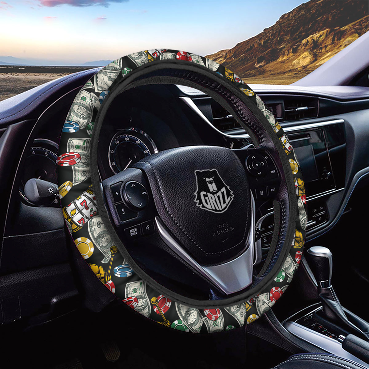 Slot Machines Casino Print Pattern Car Steering Wheel Cover-grizzshop