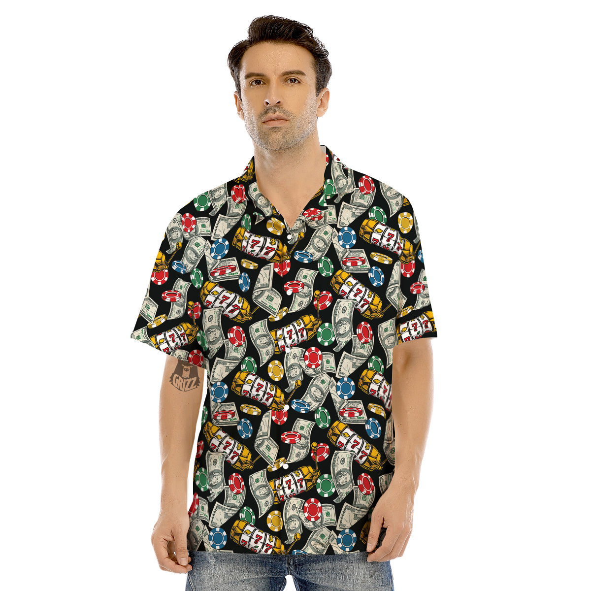 Slot Machines Casino Print Pattern Men's Hawaiian Shirt-grizzshop