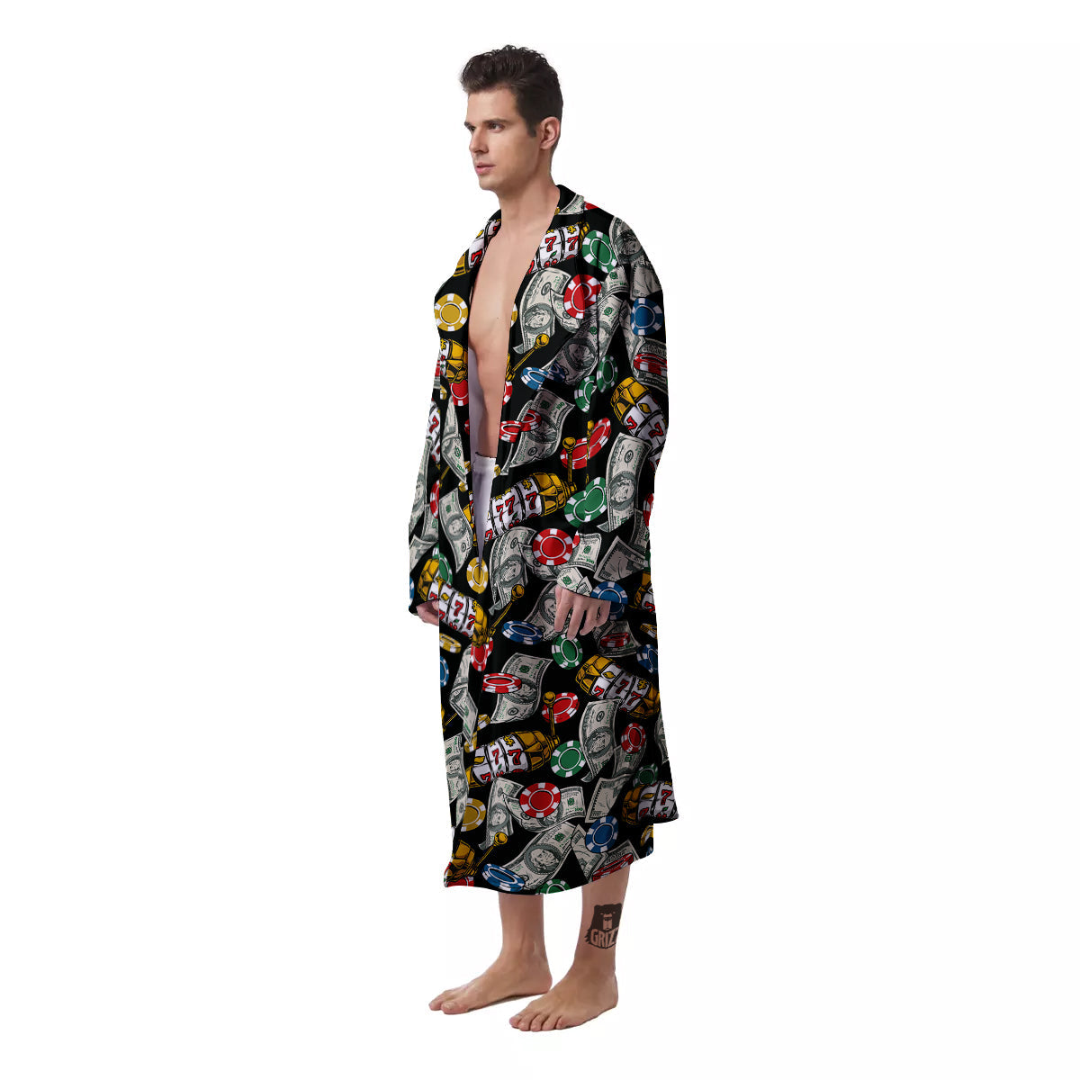 Slot Machines Casino Print Pattern Men's Robe-grizzshop