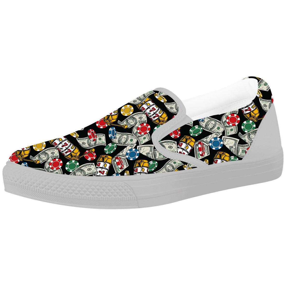 Slot Machines Casino Print Pattern White Slip On Shoes-grizzshop