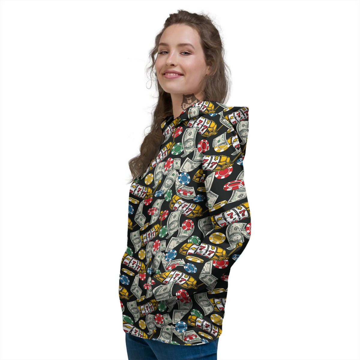 Slot Machines Casino Print Pattern Women's Hoodie-grizzshop