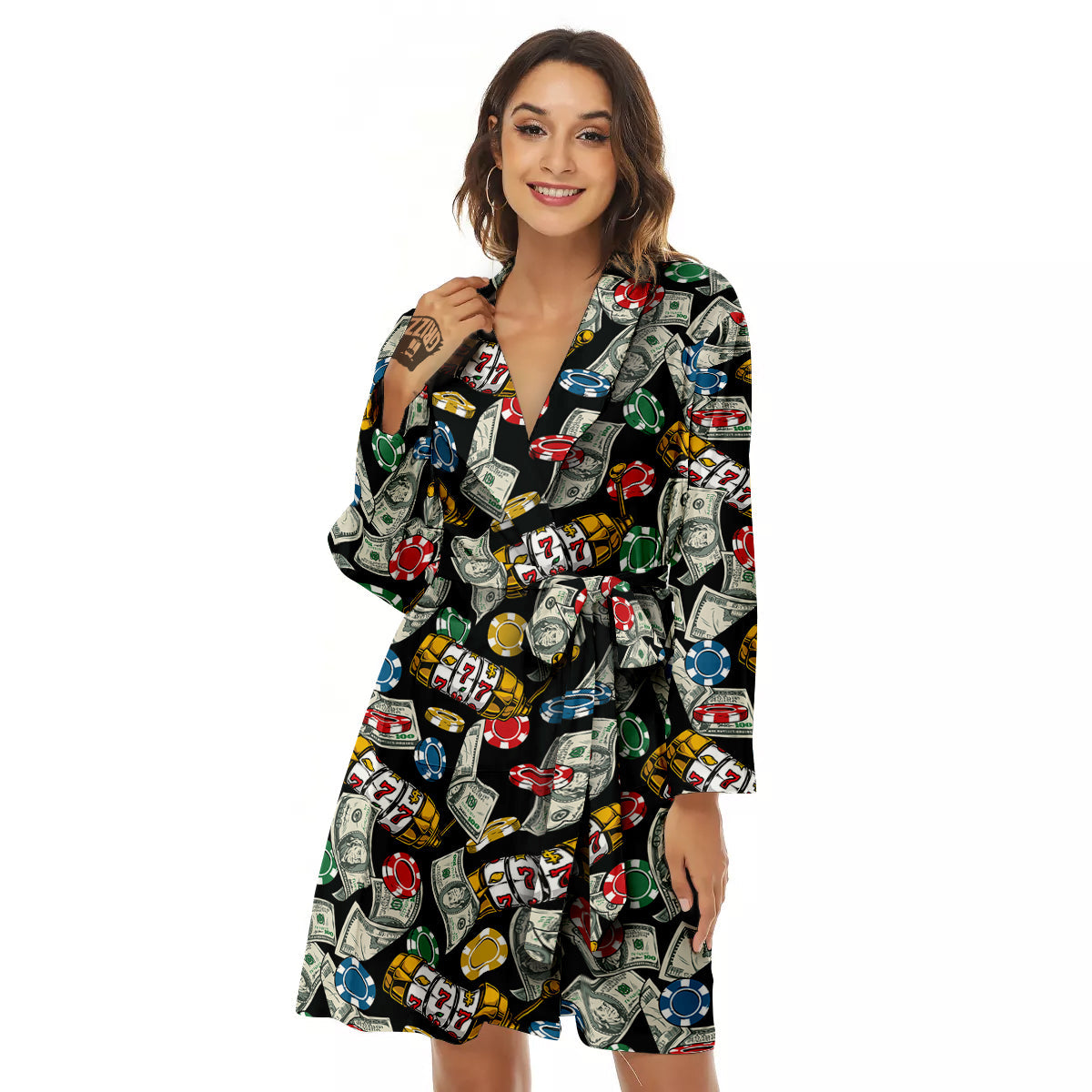 Slot Machines Casino Print Pattern Women's Robe-grizzshop