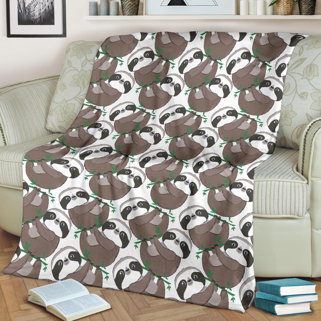 Sloth Bamboo Pattern Print Blanket-grizzshop