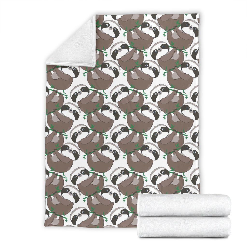 Sloth Bamboo Pattern Print Blanket-grizzshop