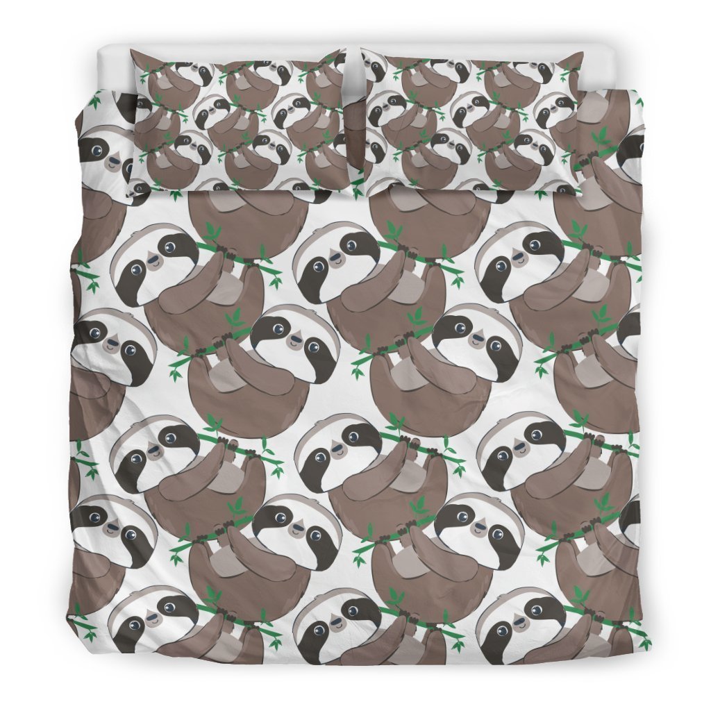 Sloth Bamboo Pattern Print Duvet Cover Bedding Set-grizzshop