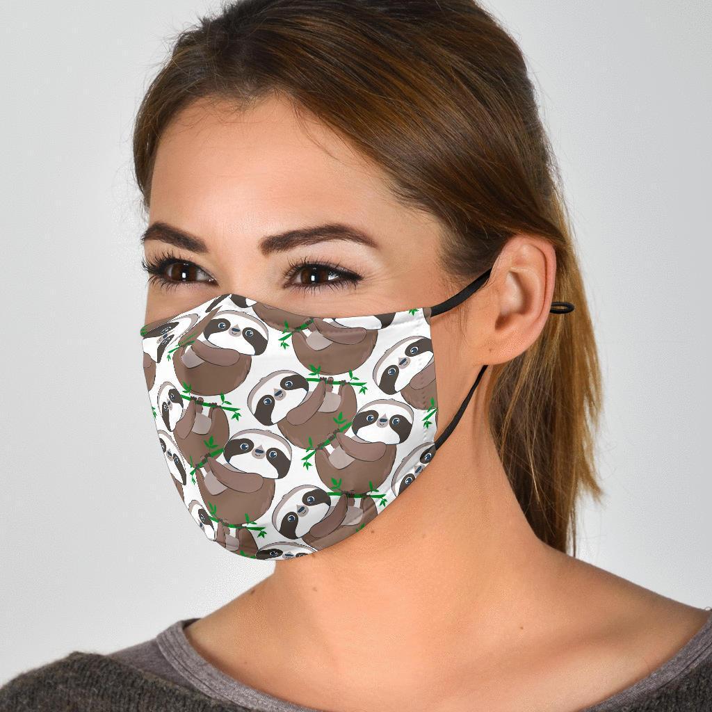 Sloth Bamboo Pattern Print Face Mask-grizzshop