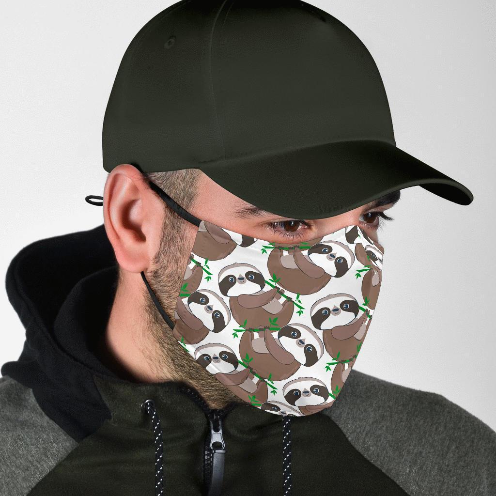 Sloth Bamboo Pattern Print Face Mask-grizzshop