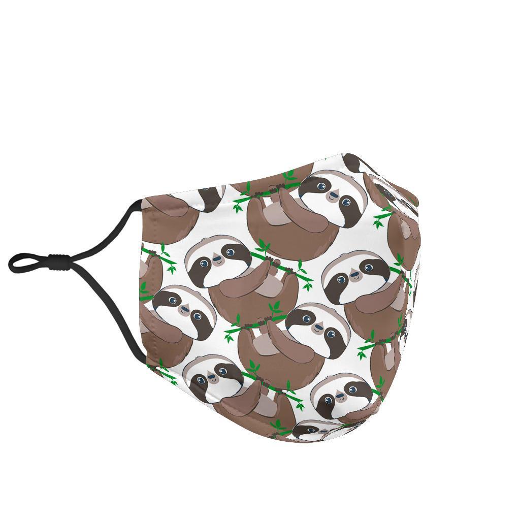 Sloth Bamboo Pattern Print Face Mask-grizzshop