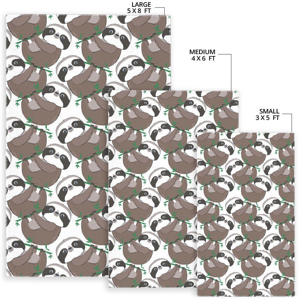 Sloth Bamboo Pattern Print Floor Mat-grizzshop