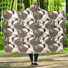 Sloth Bamboo Pattern Print Hooded Blanket-grizzshop