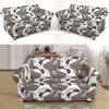 Sloth Bamboo Pattern Print Loveseat Cover-grizzshop