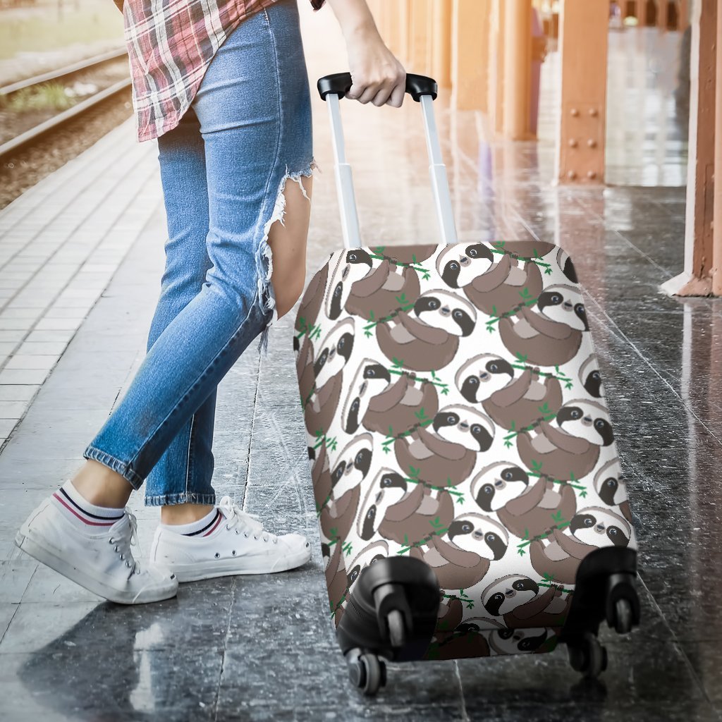 Sloth Bamboo Pattern Print Luggage Cover Protector-grizzshop