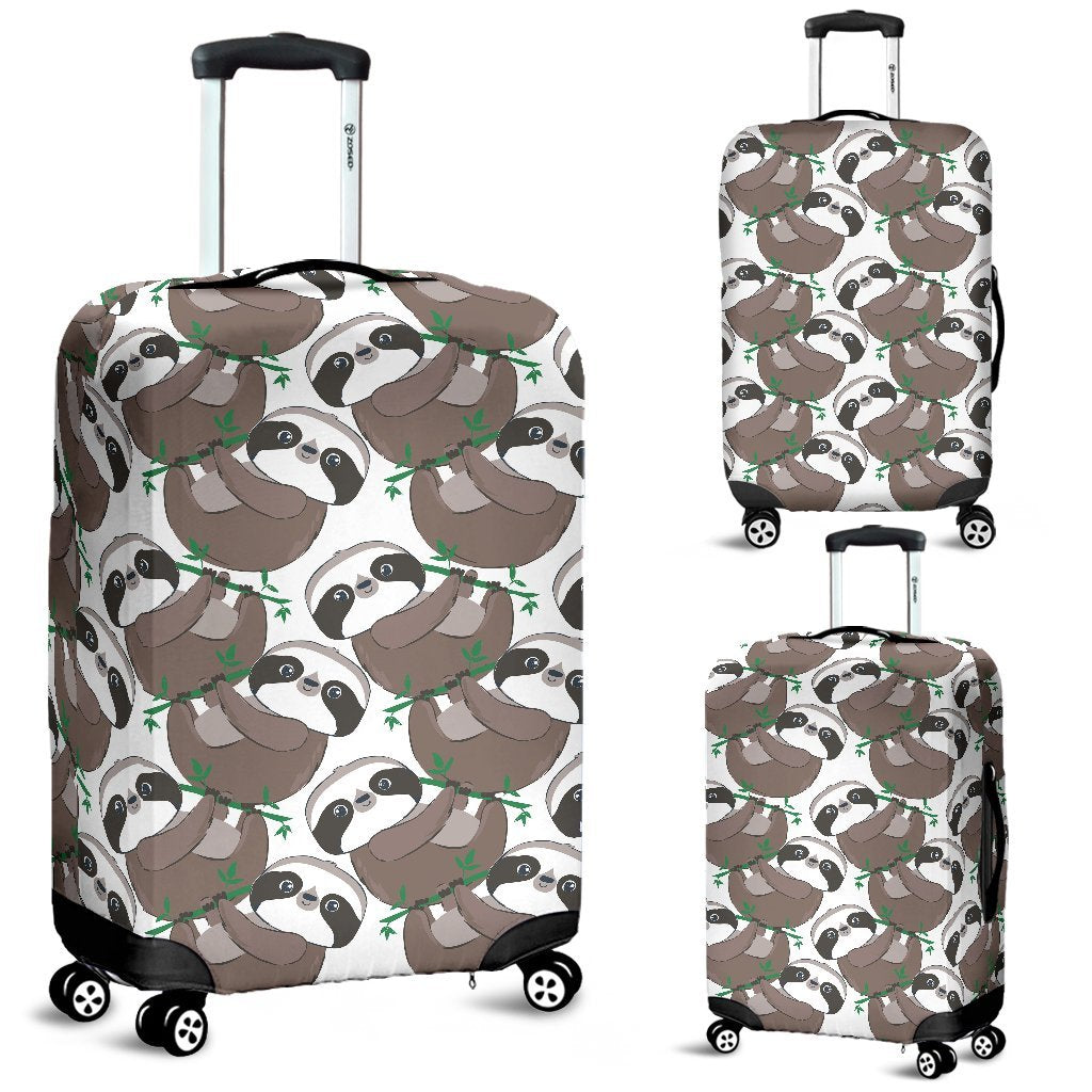 Sloth Bamboo Pattern Print Luggage Cover Protector-grizzshop