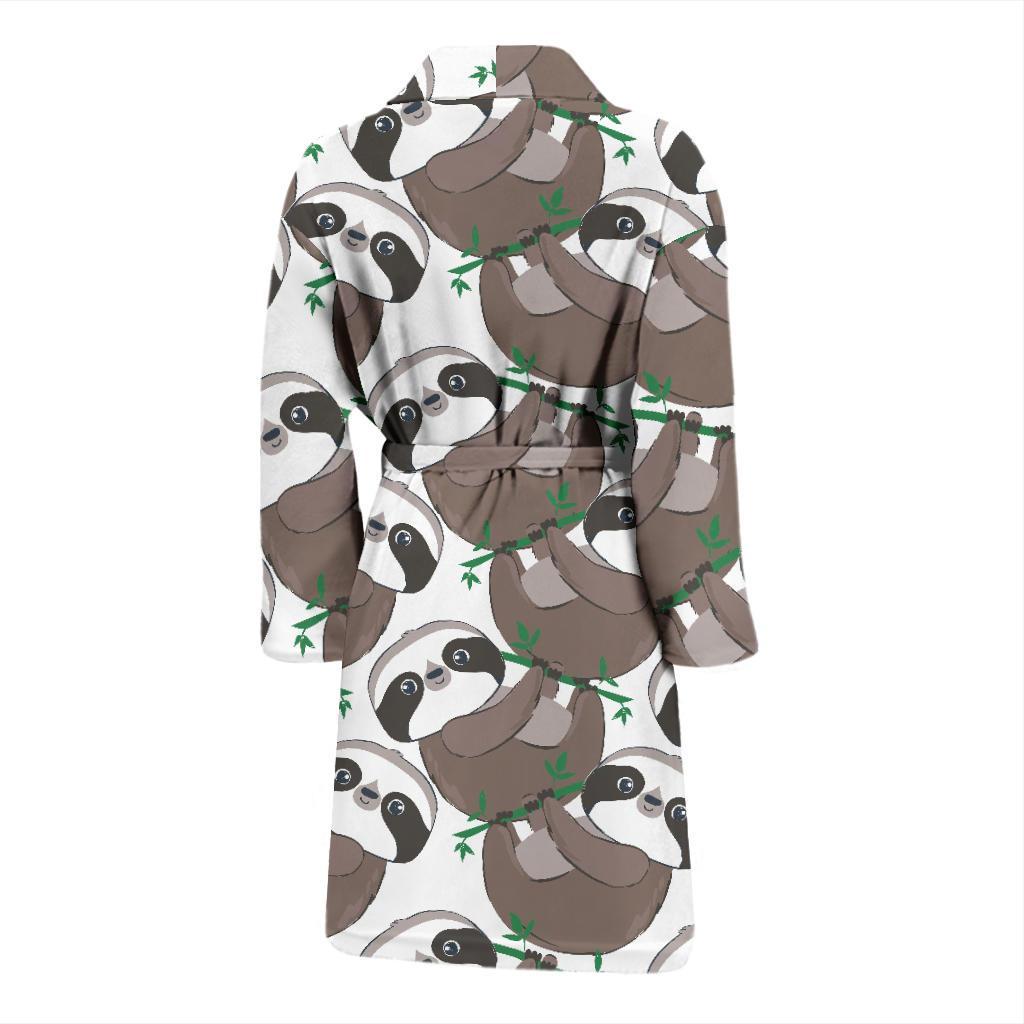 Sloth Bamboo Pattern Print Men Long Robe-grizzshop