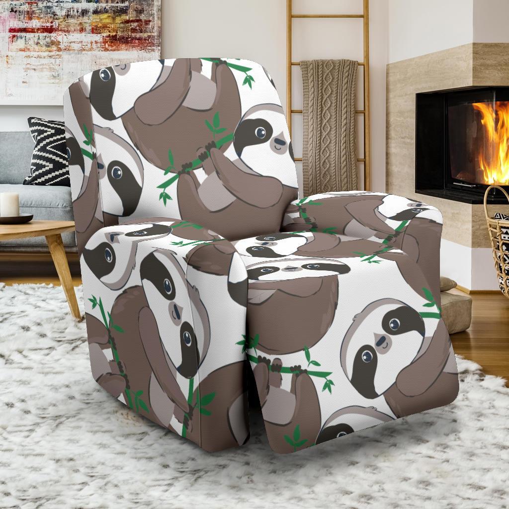 Sloth Bamboo Pattern Print Recliner Cover-grizzshop