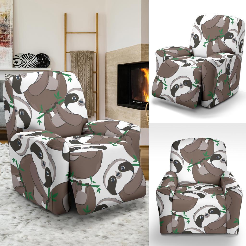 Sloth Bamboo Pattern Print Recliner Cover-grizzshop