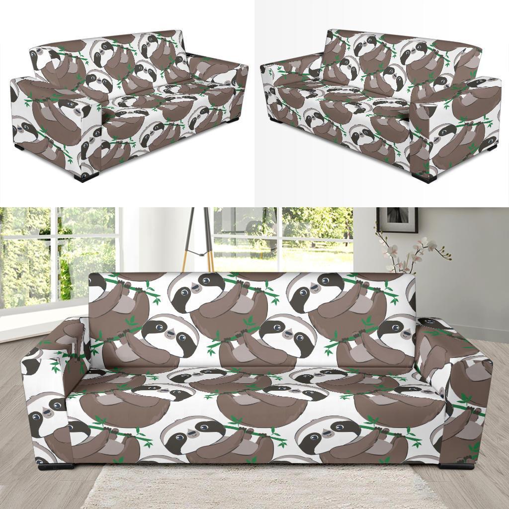 Sloth Bamboo Pattern Print Sofa Covers-grizzshop