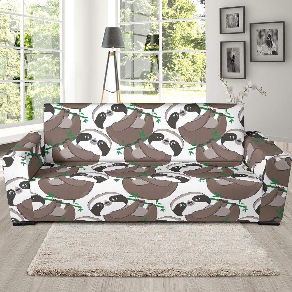 Sloth Bamboo Pattern Print Sofa Covers-grizzshop