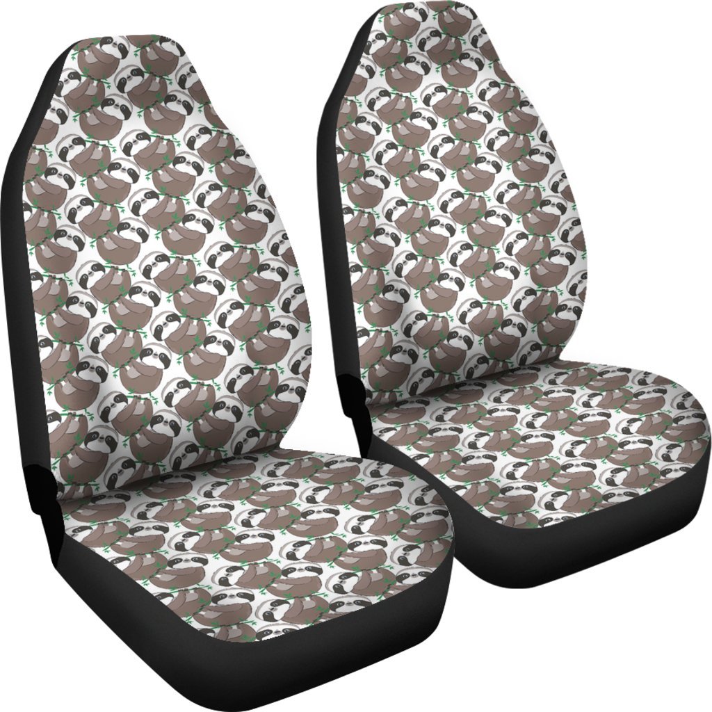 Sloth Bamboo Pattern Print Universal Fit Car Seat Cover-grizzshop