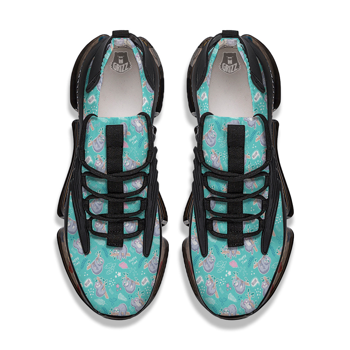 Sloth Cute Print Pattern Black Gym Shoes-grizzshop